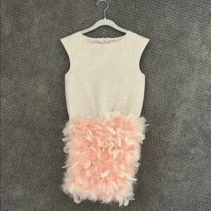 Kids Peachy Cream Feathered Dress Sise 6